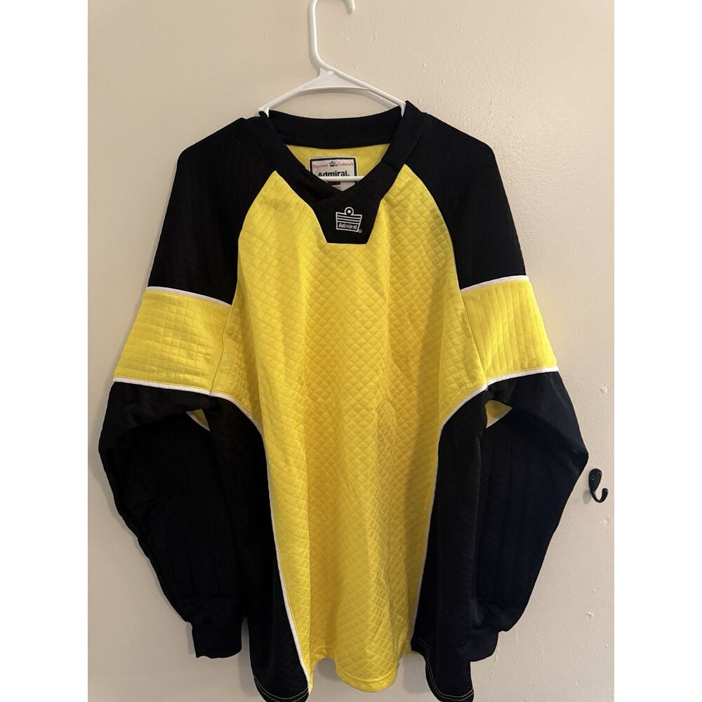 Admiral XL Quilted Padded Soccer Goalie Jersey Yellow Black Vintage